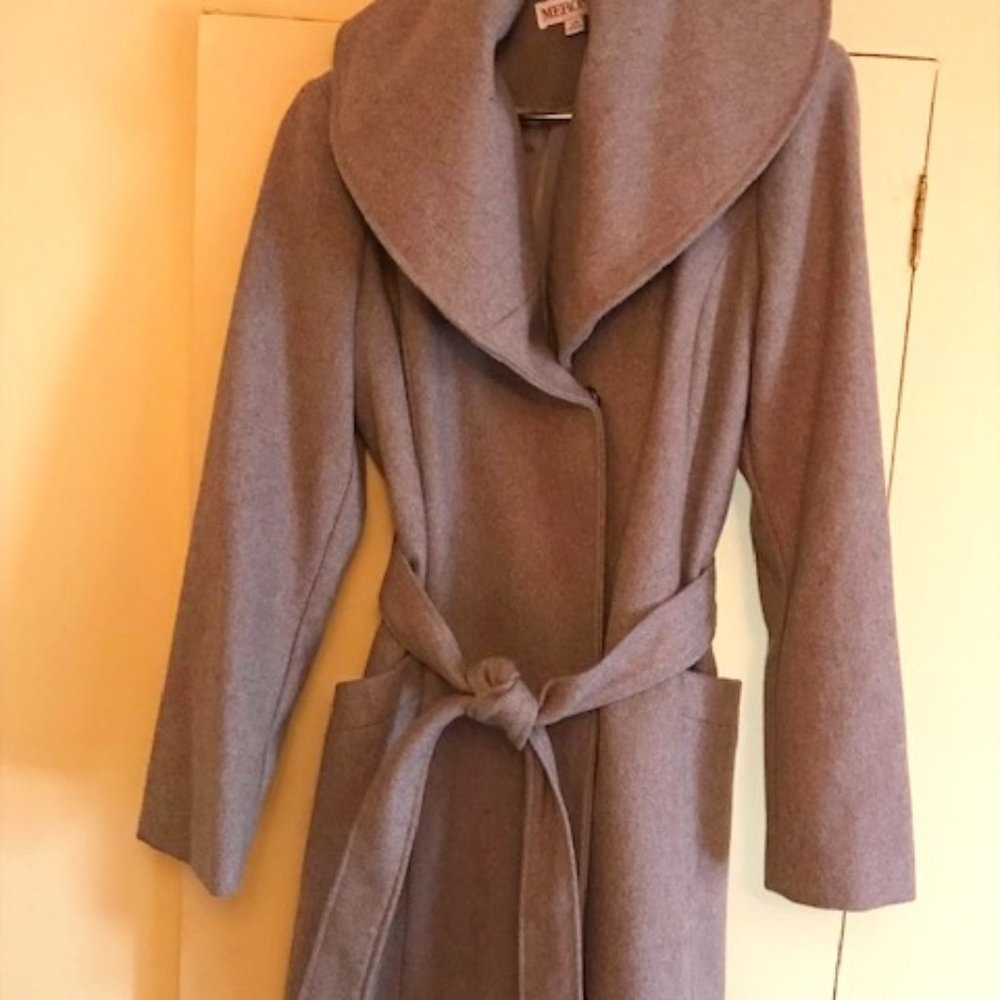 Shawl-collar wrap coat - size L